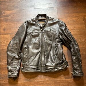 Classic Black Leather Bomber Jacket Triumph motorcycle